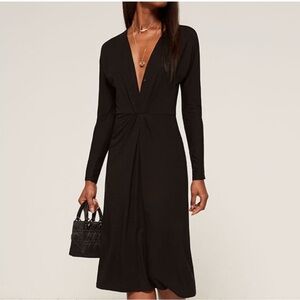 Reformation Carter Dress Black Long Sleeve Dress